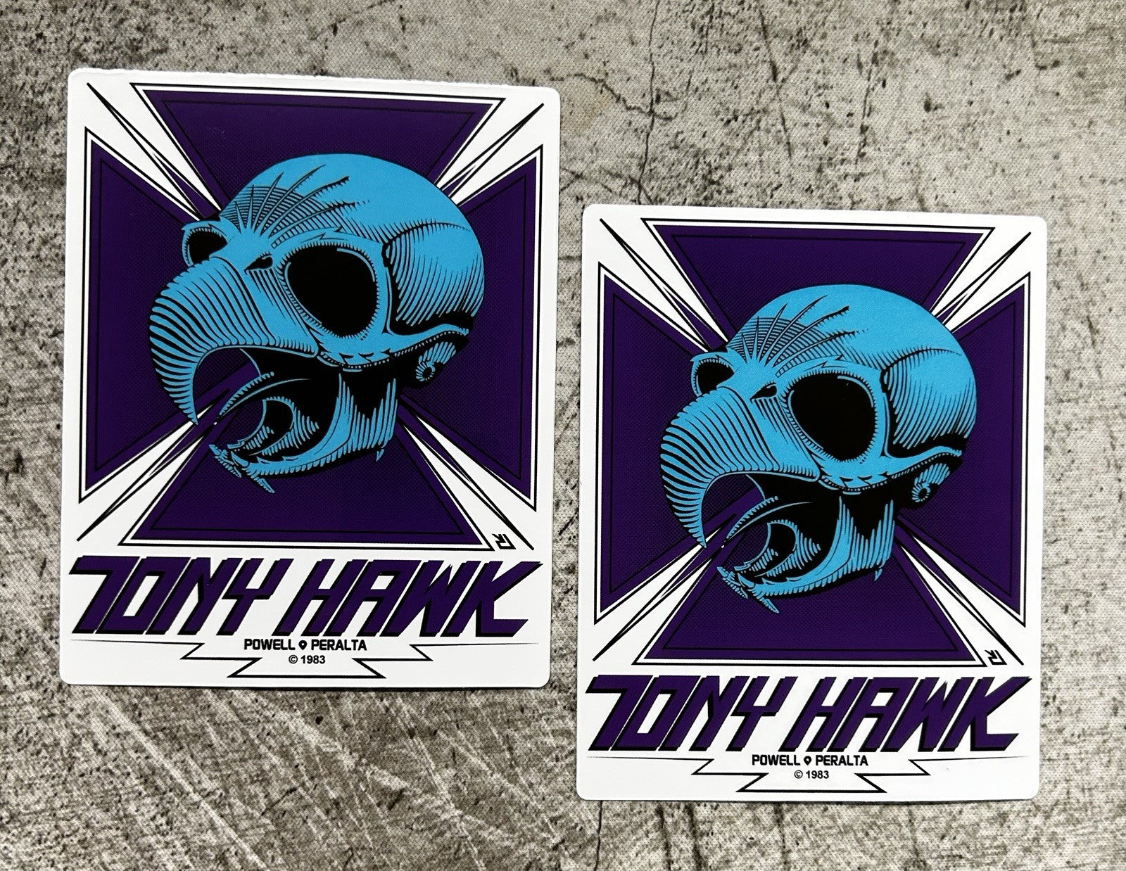 VINTAGE SKATEBOARDING STICKERS 1980’s Skateboarding BOGO TONY HAWK Blue Alva