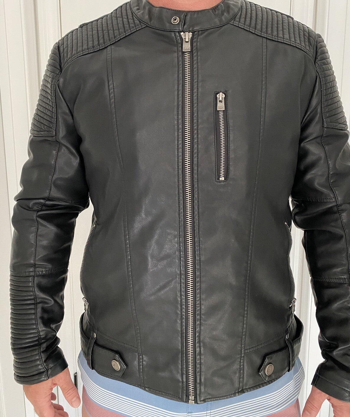 Leather Jacket Outlaw Jacket Faux Leather Rockstar Jacket Diesel Chromehearts LA