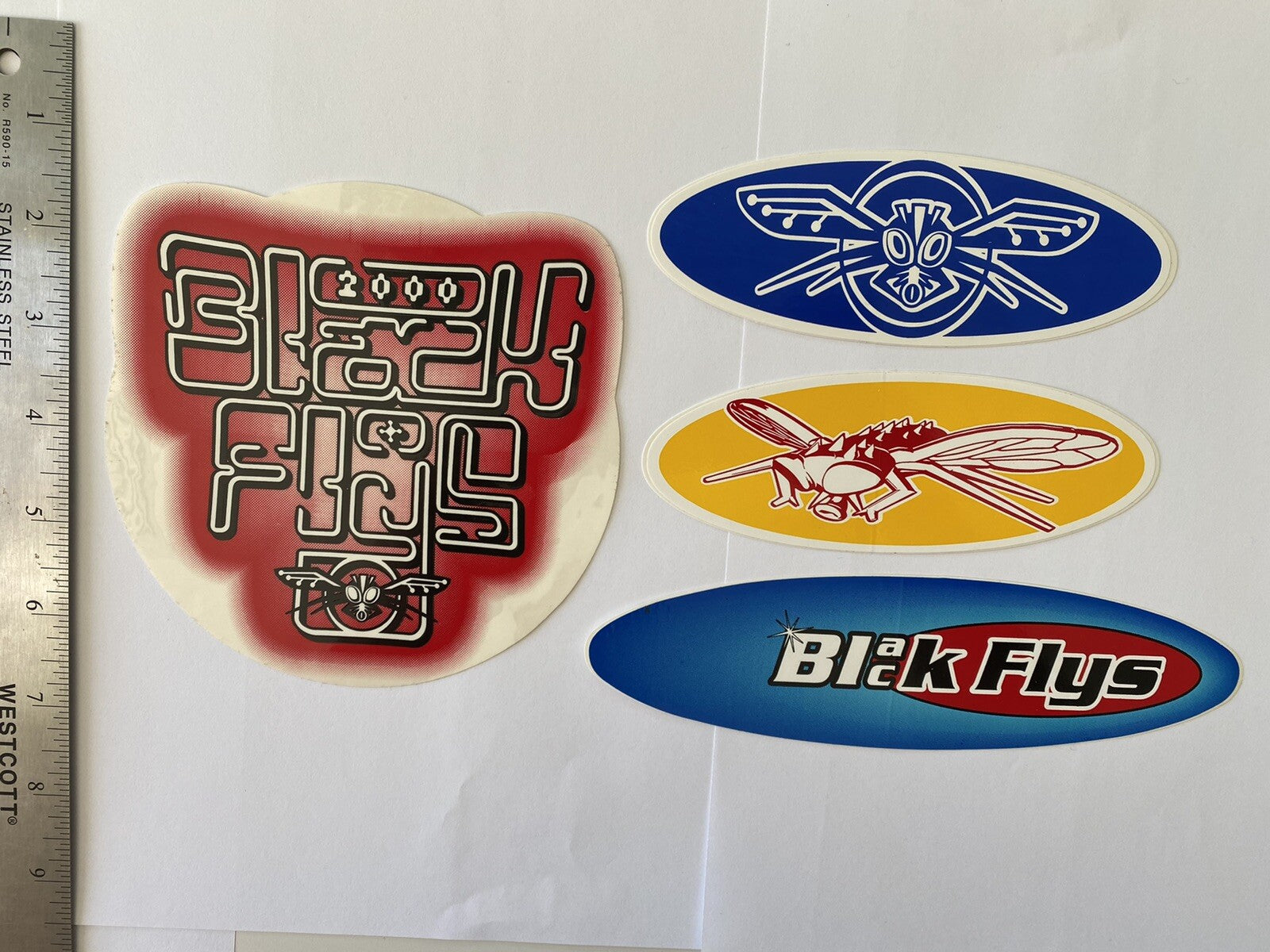 BLACK FLYS STICKER 90’s Vintage Surf Sticker Fox OC Vans Volcom Sublime Ford FOX