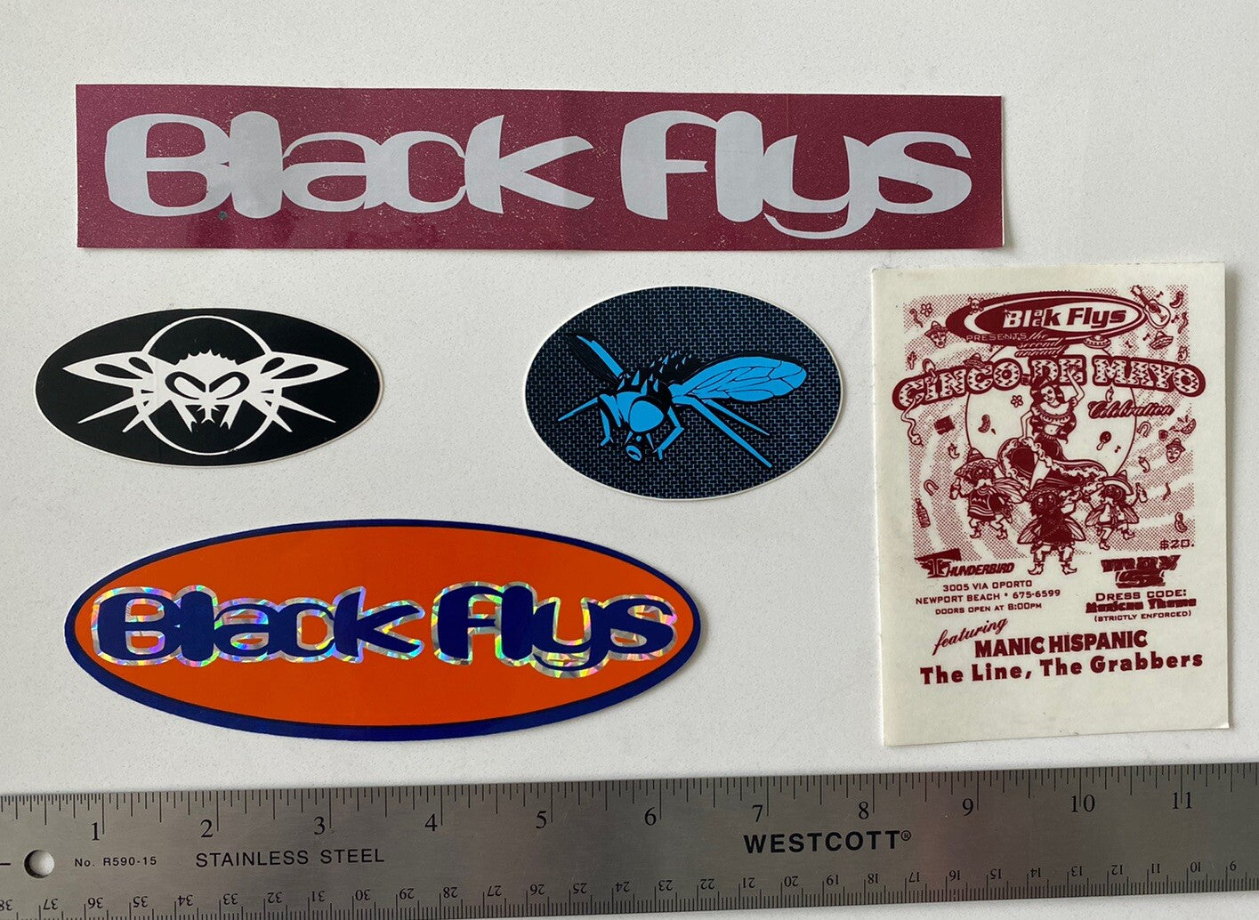 BLACK FLYS STICKERS Band Sticker Vans Sublime Mayhem T&C Lost Ripcurl Powell