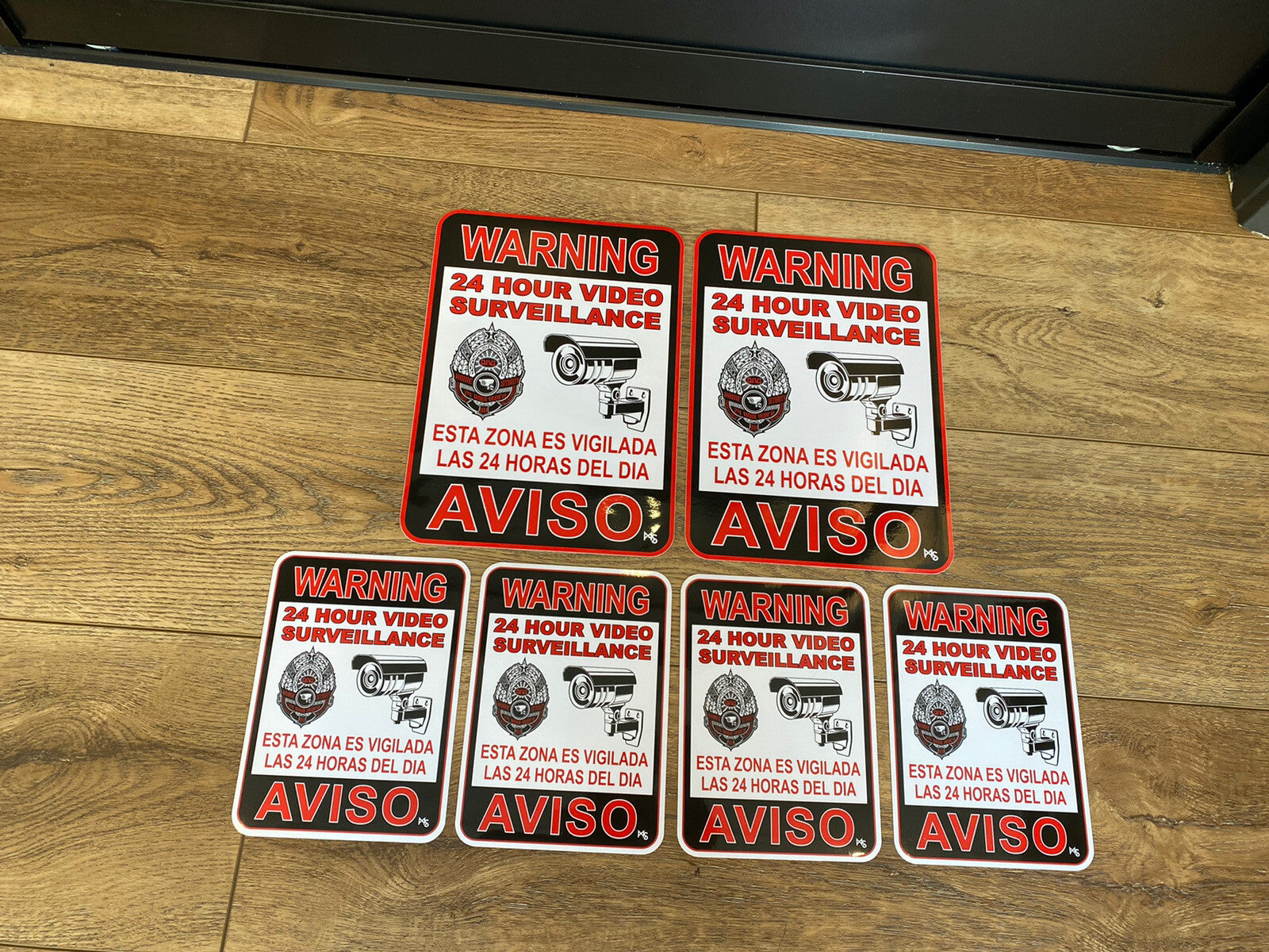 SECURITY SIGN 10 INCHES LARGE AVISO STICKER 6 LOT 24 Hr Video CAMERA STICKER