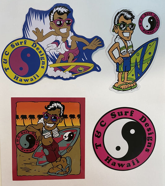 Town Country Surfboards Stickers T&C Ape Joe Cool Alien Surfing Da Boys 4 Set LA