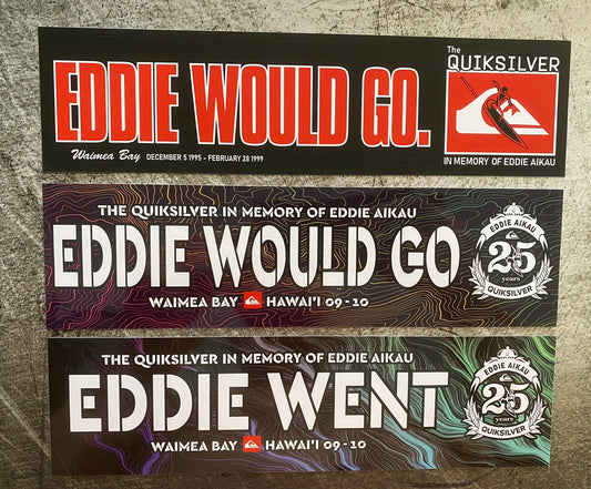 Quiksilver Eddie Would Go STICKER Eddie Big Wave Invitational Hawaii 1995 T&C