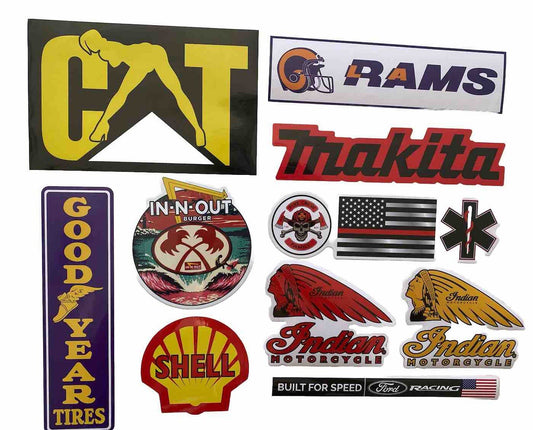 LOT 10 Makita Stckers CAT Indian In N Out Gas Tractor Tires NASCAR Auto Truck HA