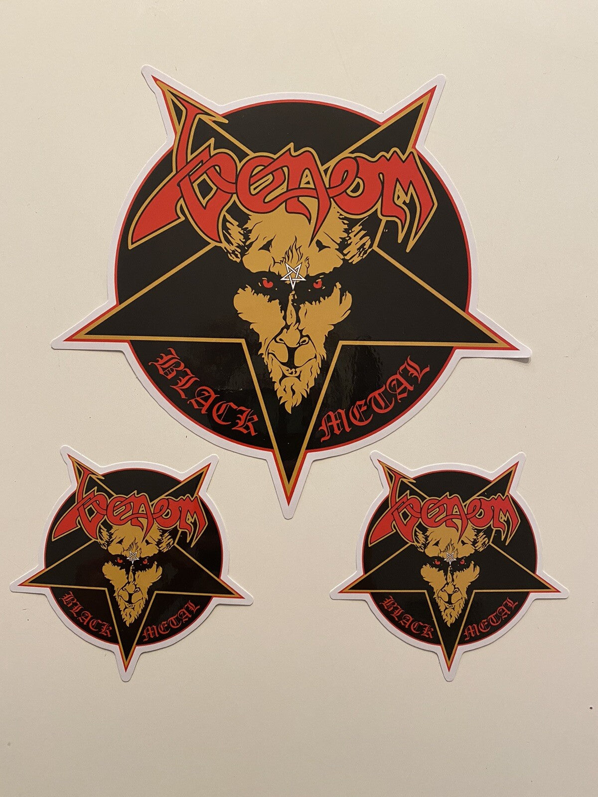 VENOM STICKER XL 8 INCH METAL BAND STICKER VENOM BLACK METAL SLAYER MAYHEM 3 SET