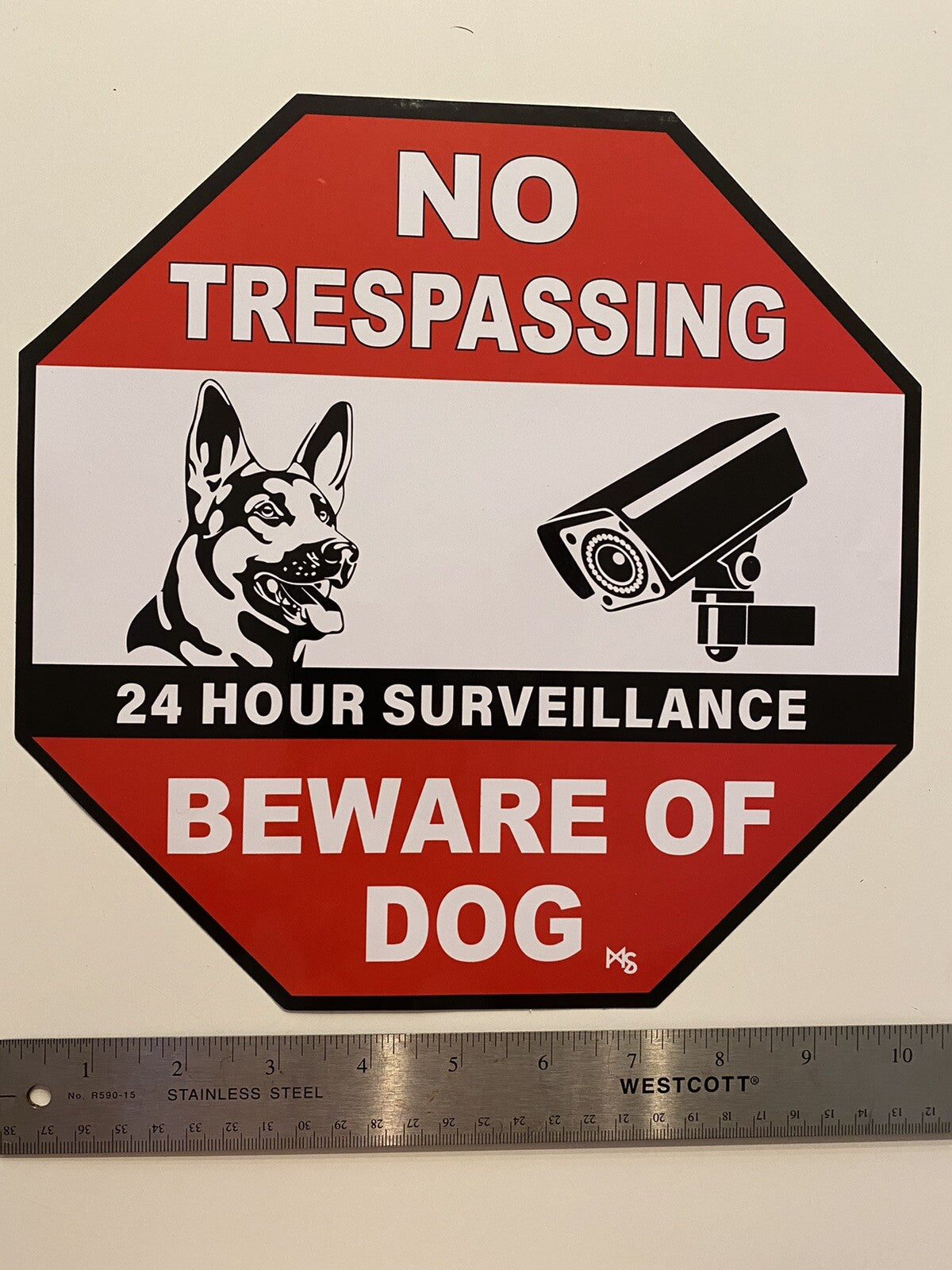 BEWARE OF DOG SIGN 10” XXL NO TRESPASSING STICKER LOT 6 Camera STICKER SECURITY