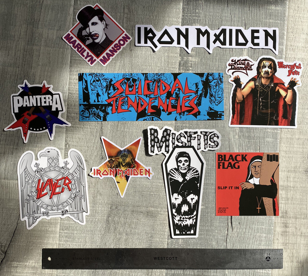 Iron Maiden Sticker Set Of 9 King Diamond Black Flag PANTERA Asst Rock Stickers