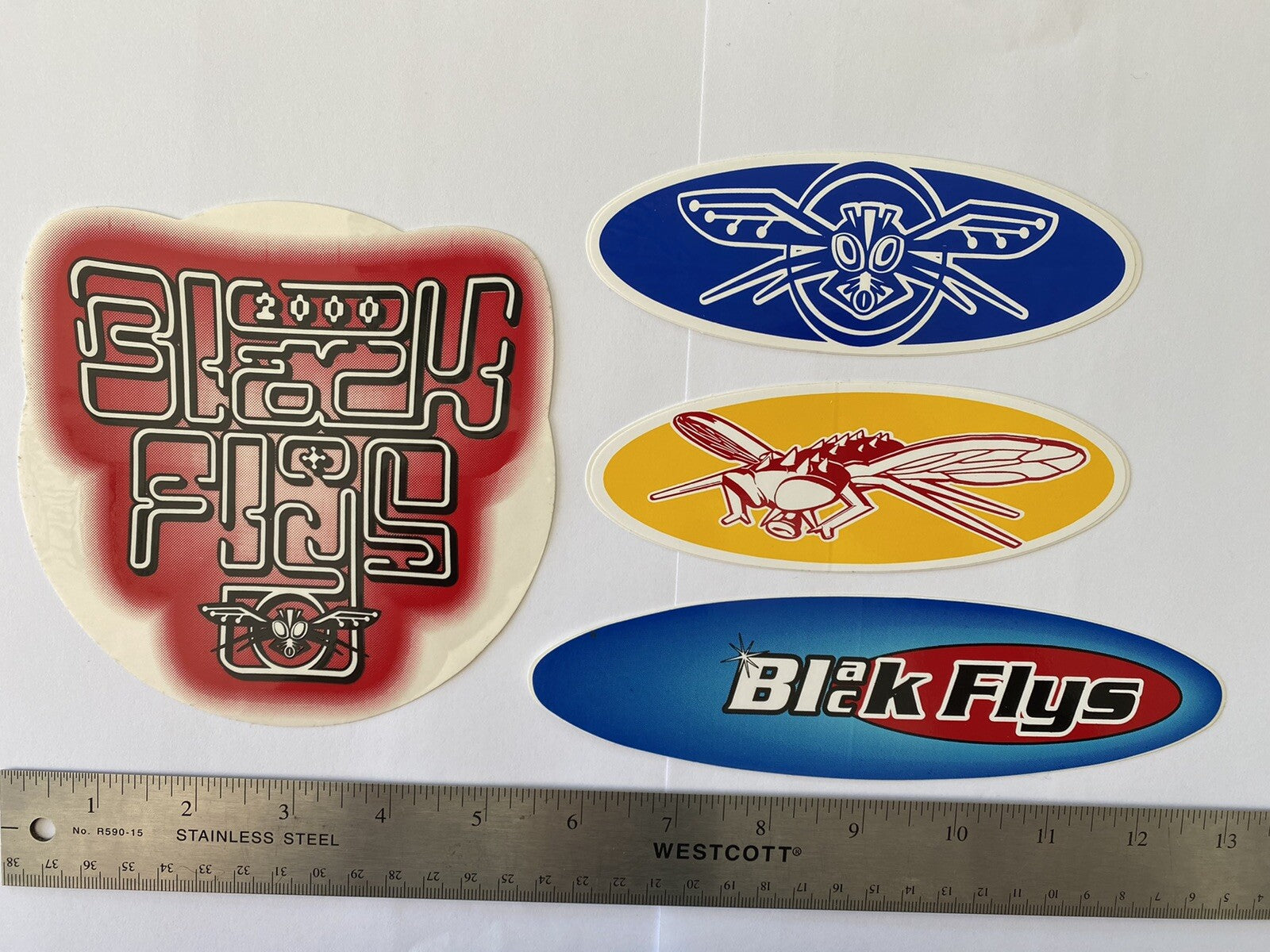 BLACK FLYS STICKER 90’s Vintage Surf Sticker Fox OC Vans Volcom Sublime Ford FOX