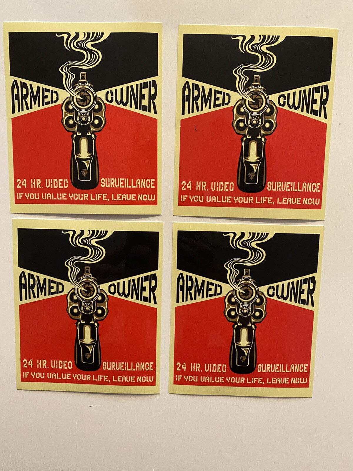 Home Security Stickers Gun Owner Warning ARMED SECURITY CCTV Camera Alarm