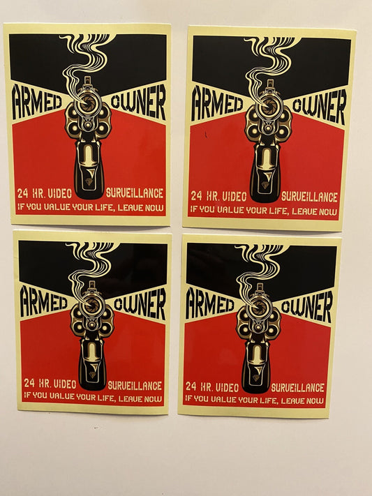 Home Security Stickers Gun Owner Warning ARMED SECURITY CCTV Camera Alarm