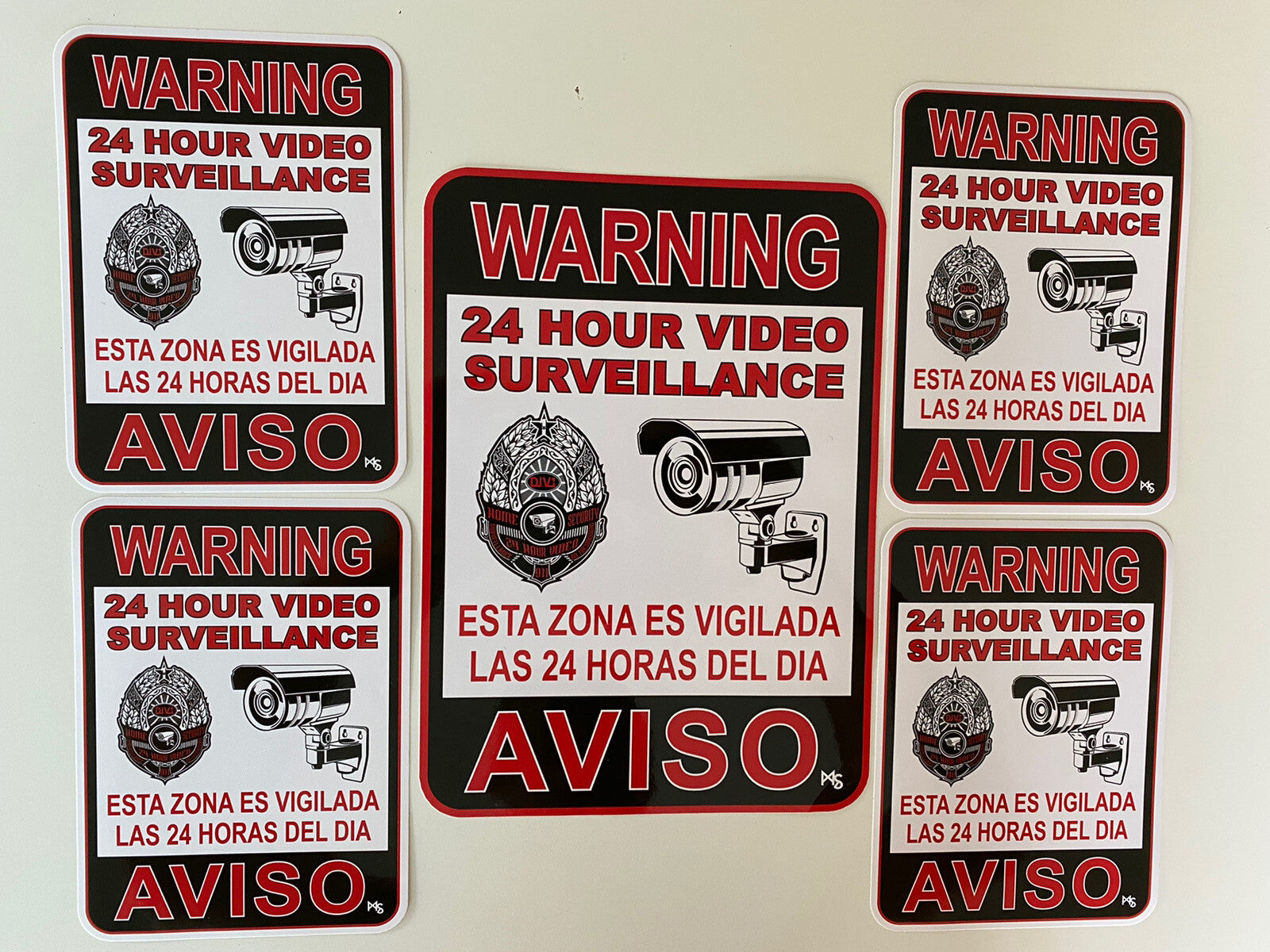 AVISO STICKER 6 LOT 24 Hr Surveillance video camera sticker CCTV Beware decal LA
