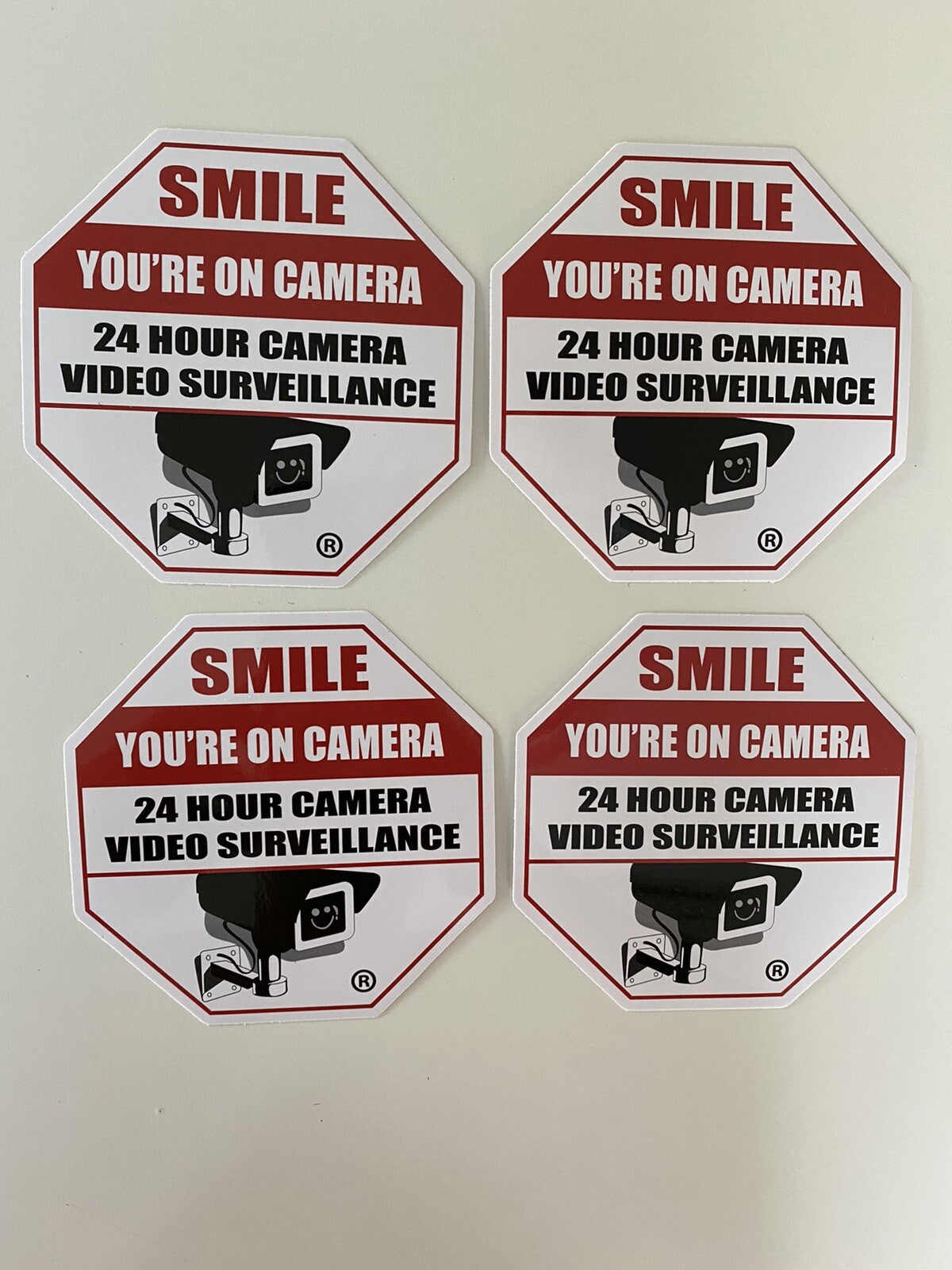 SMILE ON CAMERA Stickers 10 INCHES XXL ALARM STICKERS 6 Lot SECURITY STICKER CCT