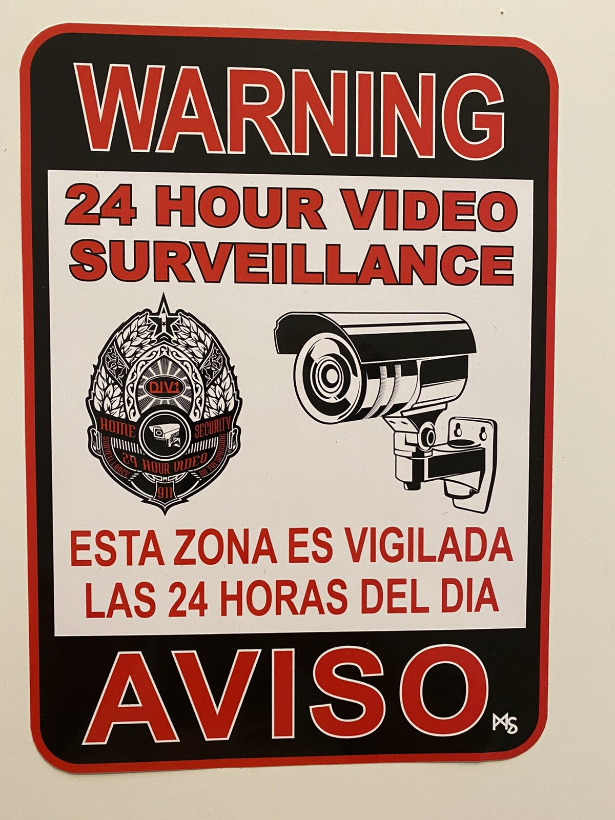 AVISO STICKER 6 LOT 24 Hr Surveillance video camera sticker CCTV Beware decal LA