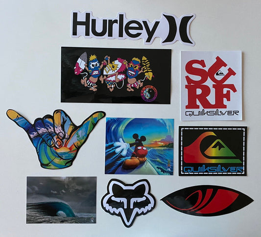 SURF STICKER Set 9 Santa Cruz Volcom Eddie Would Go Lost T&C RVCA Fcs