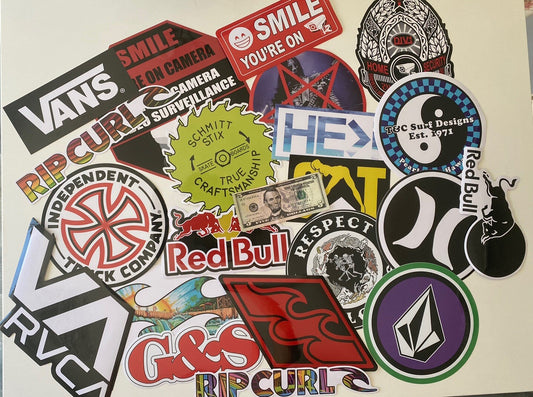 Sticker Lot Of 8 XXL Stickers SKATE SURF BAND ENERGY DRINK MUSIC VINTAGE NEW 8”