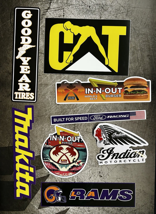 STICKERS VINTAGE DECALS AMERICAN BRANDS LOT 8 Stickers Makita Ford Indian USA