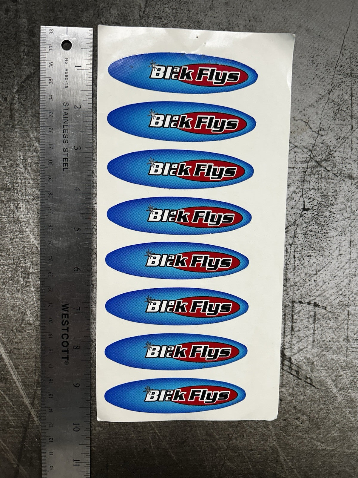 BLACK FLYS STICKER 8 Lot Vintage Oakley RVCA Quiksilver Mayhem Surf Skate Snow