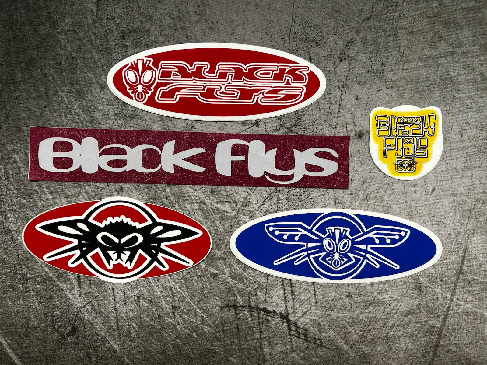 BLACK FLYS STICKER Lot Vintage Oakley RVCA Quiksilver Mayhem Punk KROQ Spy