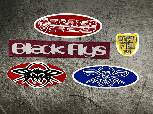 BLACK FLYS STICKER Lot Vintage Oakley RVCA Quiksilver Mayhem Punk KROQ Spy