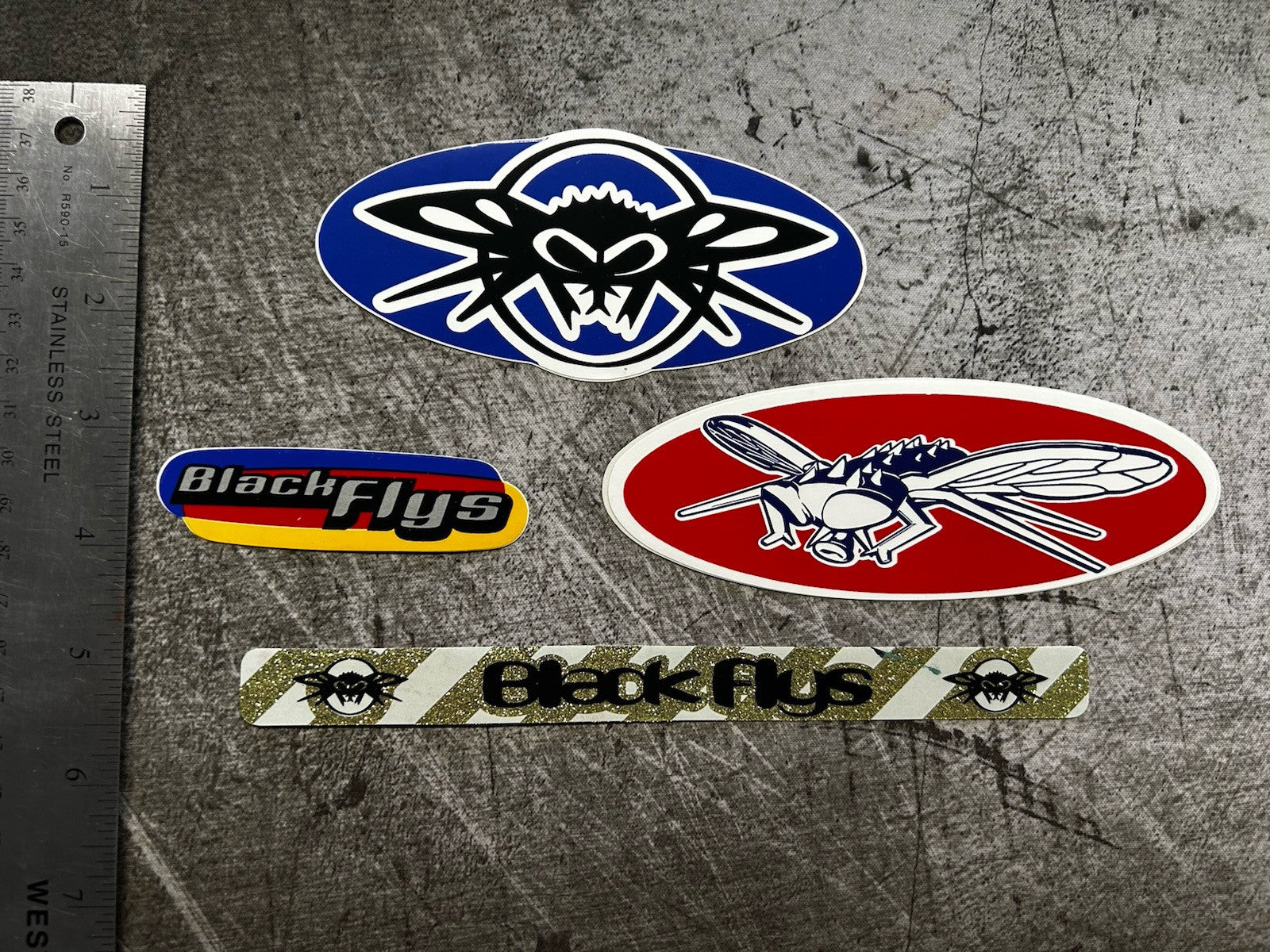 BLACK FLYS STICKER SET 90’s Vintage Surf Sticker RVCA Quik Lost MAYHEM NASCAR OC