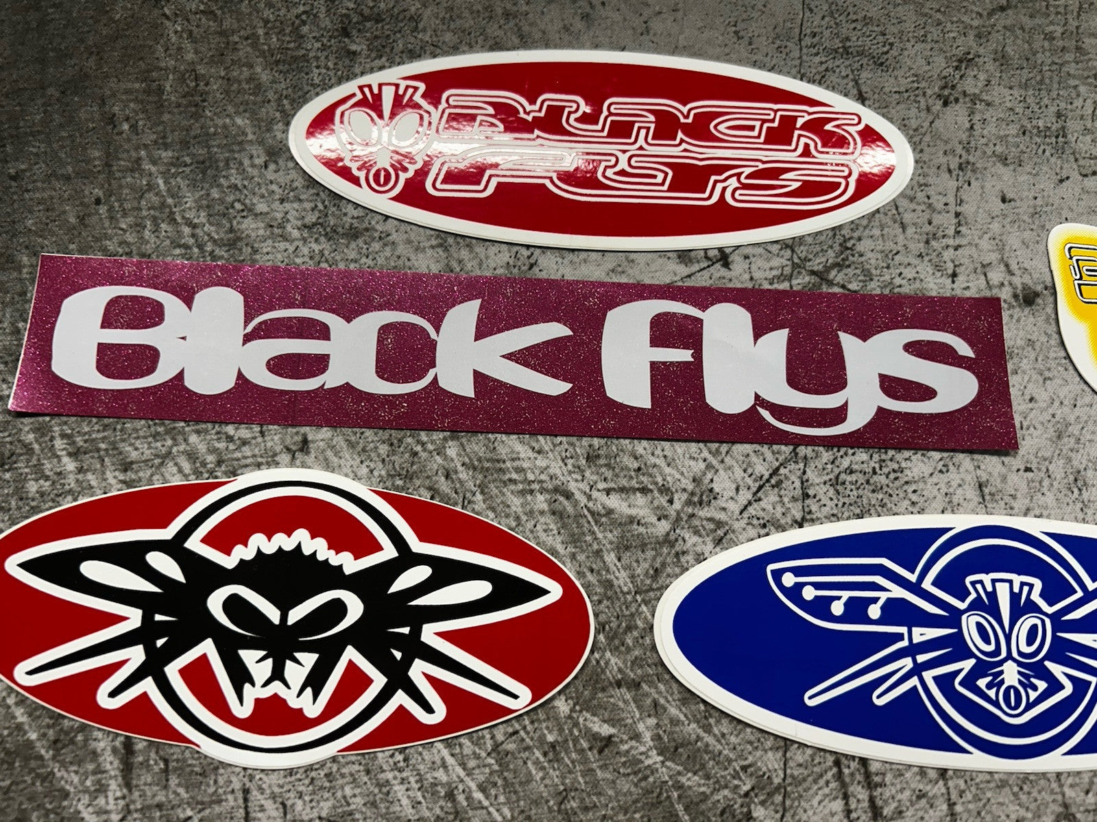 BLACK FLYS STICKER Lot Vintage Oakley RVCA Quiksilver Mayhem Punk KROQ Spy