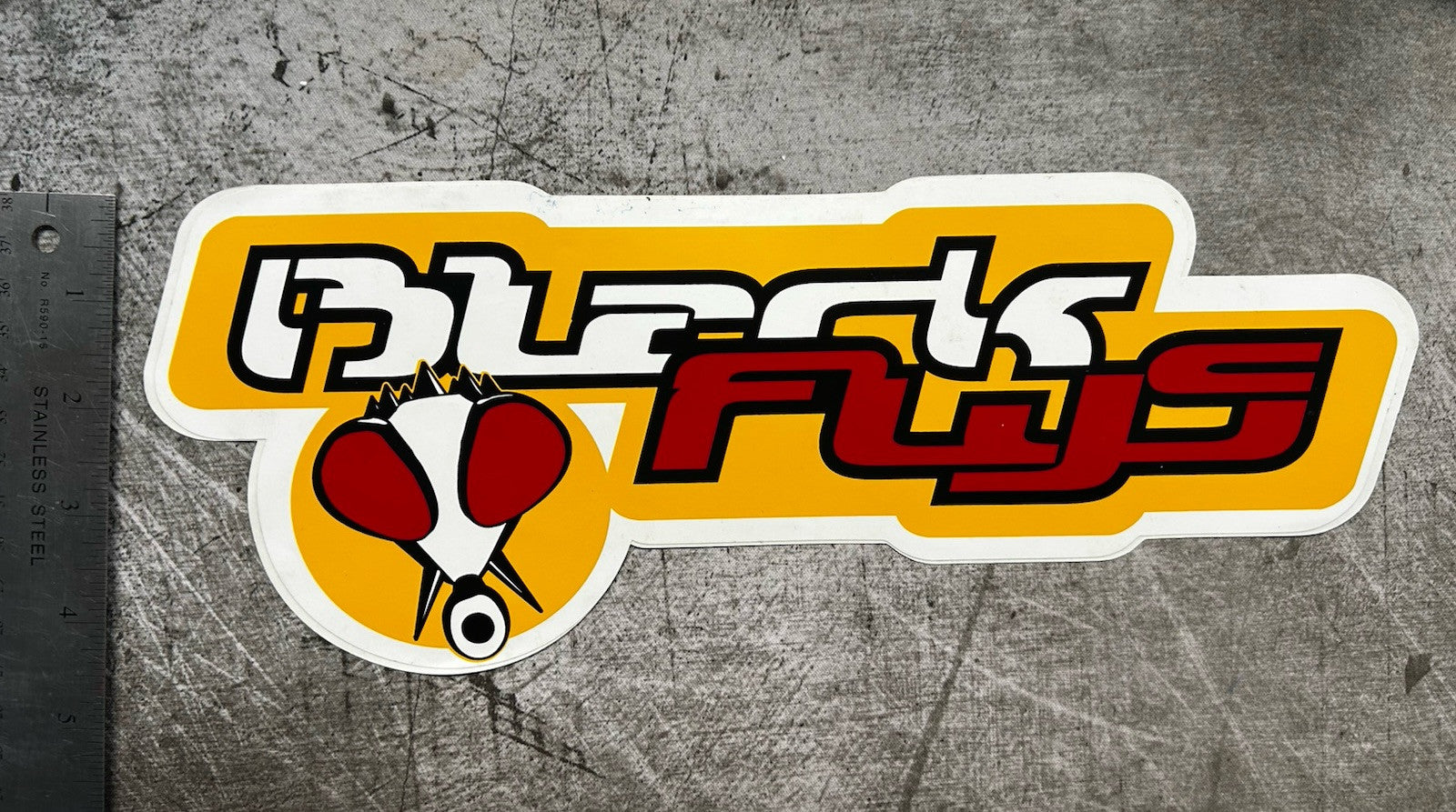 BLACK FLYS STICKER 12” XL Vintage T&C RVCA Quiksilver Oakley Reef Alva Vans Dgk