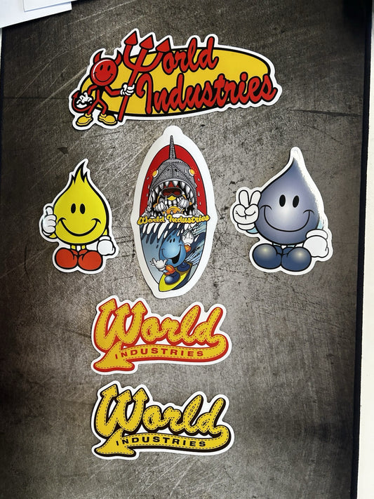 WORLD INDUSTRIES STICKER 6 STICKER Set SKATEBOARD STICKER LOT BONES CRUZ VOLCOM