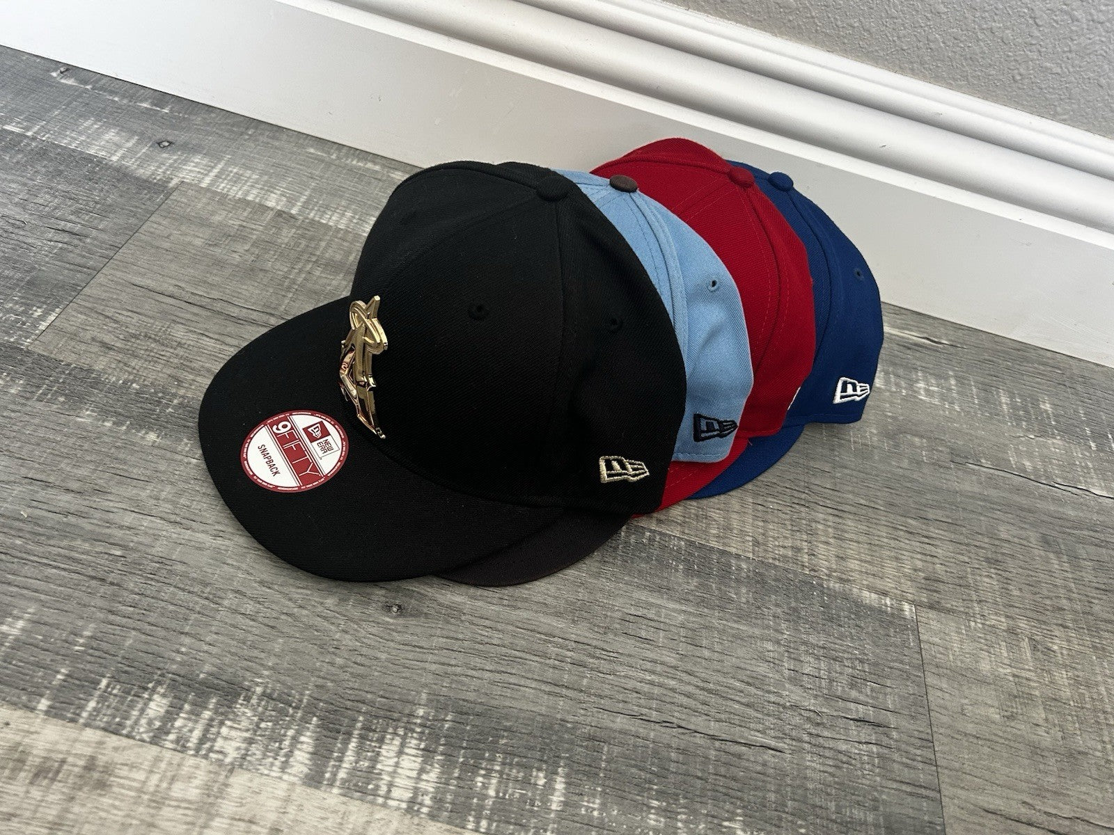 MLB Authentic Angels LOT 4 HATS New Era 59FIFTY Fitted Cap 3 Snap Hats 7 1/4 LA