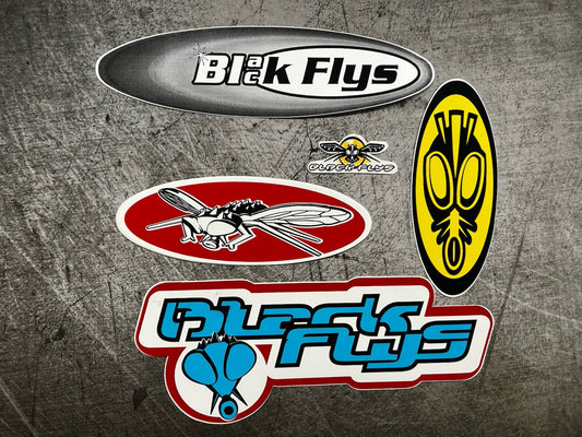 BLACK FLYS STICKER Lot Vintage Oakley RVCA Quiksilver All Saints Sullen Kuiu Ska