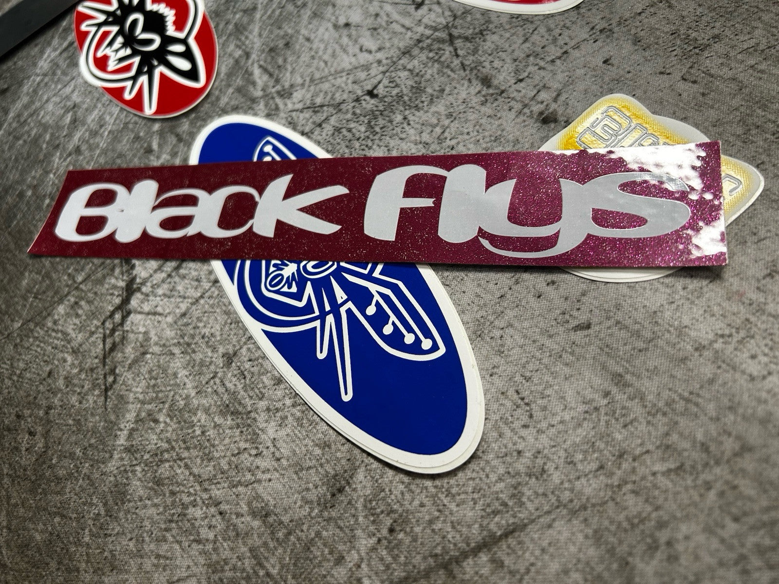 BLACK FLYS STICKER Lot Vintage Oakley RVCA Quiksilver Mayhem Punk KROQ Spy