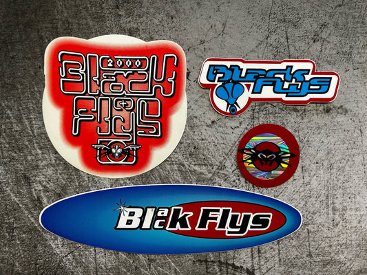 BLACK FLYS STICKERS Lot Vintage Oakley RVCA Quiksilver Lost Grunge KROQ