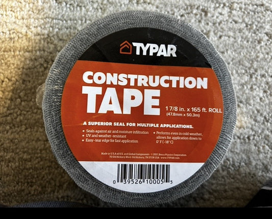 Typar  1-7/8 in. x 165 ft. Construction Tape Rolls Heavy Duty Tape Gorilla Duct